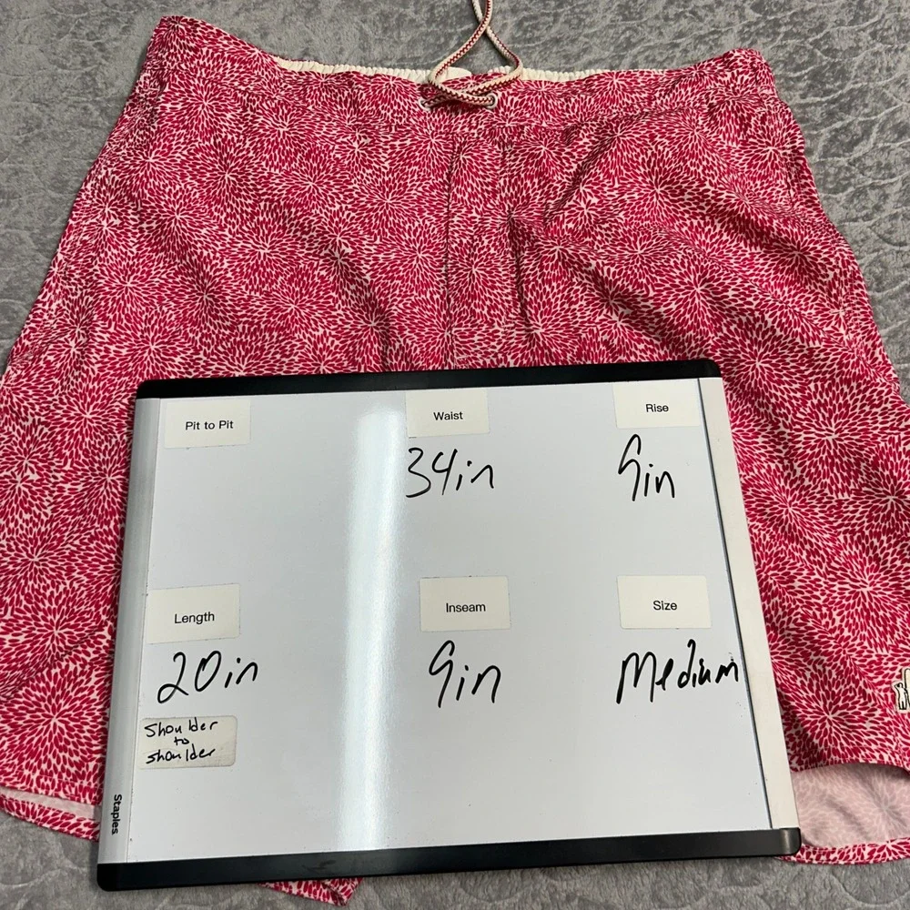 Johnnie O Mens Swim Trunks Shorts Pink Floral‎ Dandelion Print Size Medium